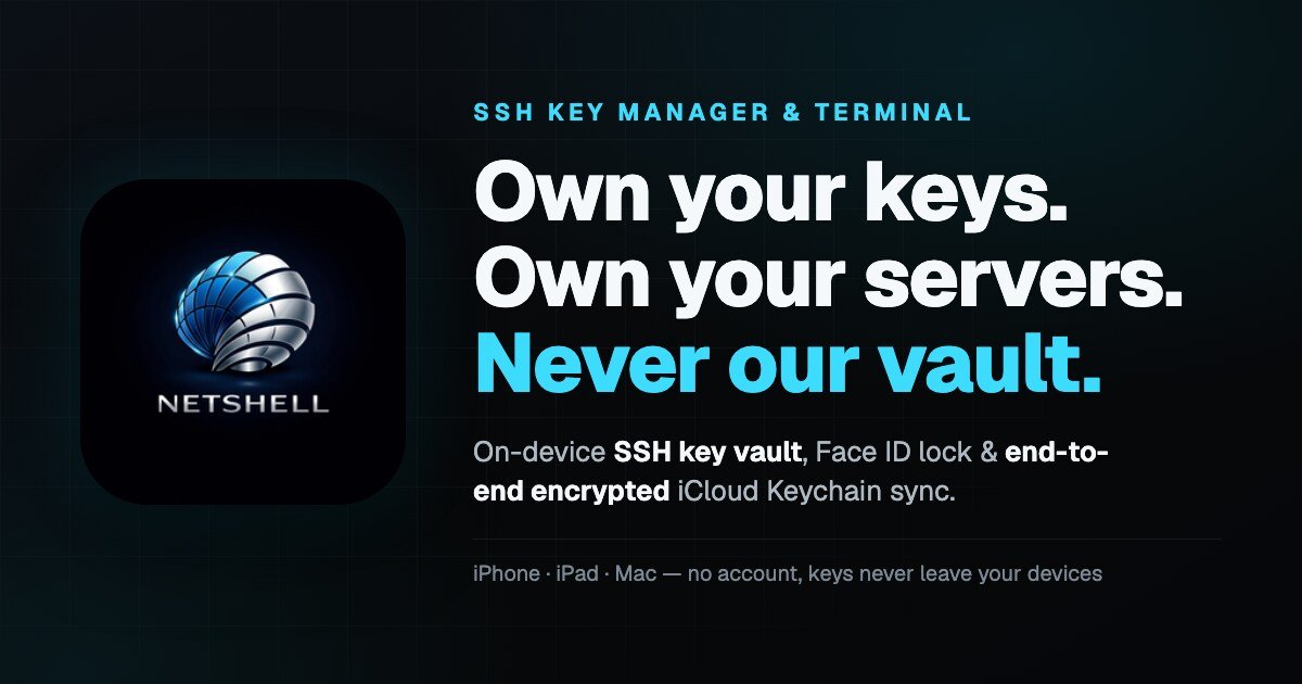 Dacrition Netshell NetShell — SSH Key Manager & Terminal for iPhone, iPad & Mac